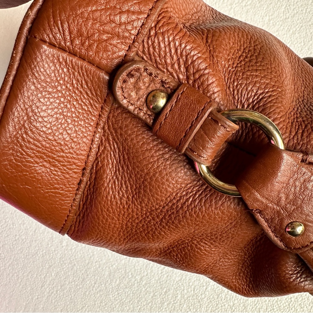 Tommy Hilfiger Brown Leather Satchel with Navy Stripe - Picture 6 of 7